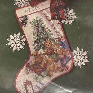 Vintage Something Special Cross Stitch Stocking Kit Teddy Bears’ Christmas
